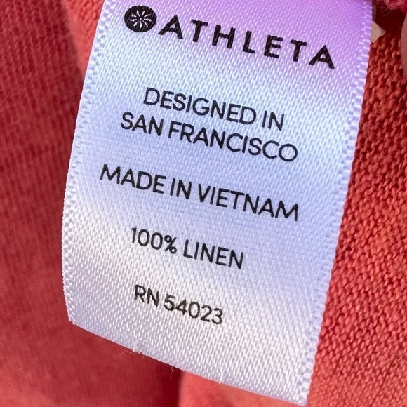 Athleta Knot Zephyr Tank Top Coral 100% Linen Sz S - Picture 9 of 11